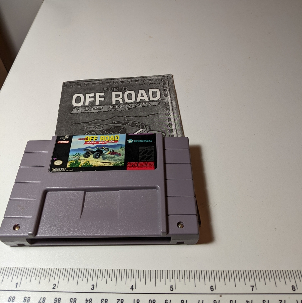 Vtg Super Nintendo Super Off Road The Baja 1993, racing game with manual
